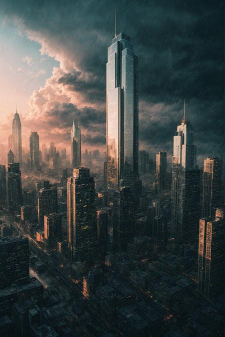 3978526392-1074658567-A stormy sky over a cityscape with tall buildings, Tilting, Negative Space, separation light, high key masterpiece, realistic, a.png
